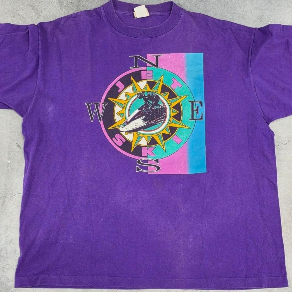 Purple & multi-coloured St John's Bay Jet Skis Surf y2k tee